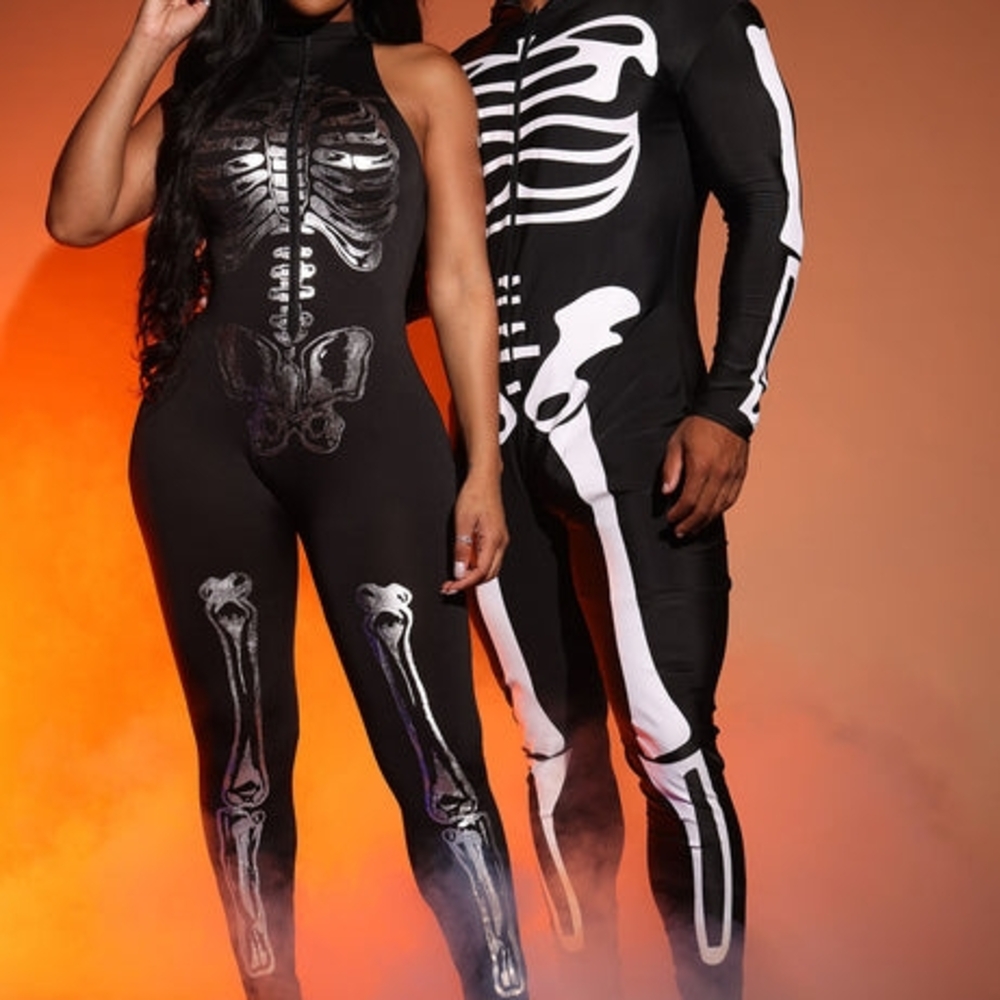 White (Not the Color Depicted) Skeleton Print Sleeveless Jumpsuit Woman (S) Tags